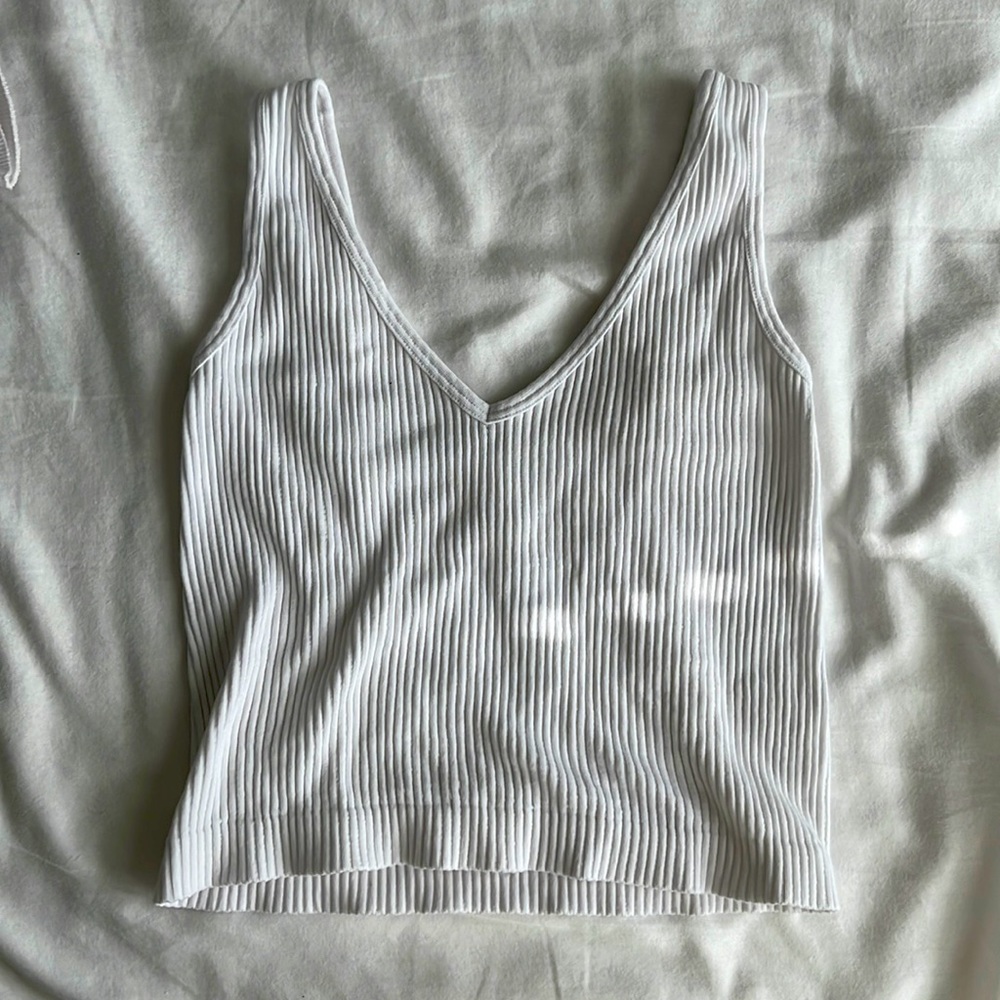 White ribbed tank top - crop top